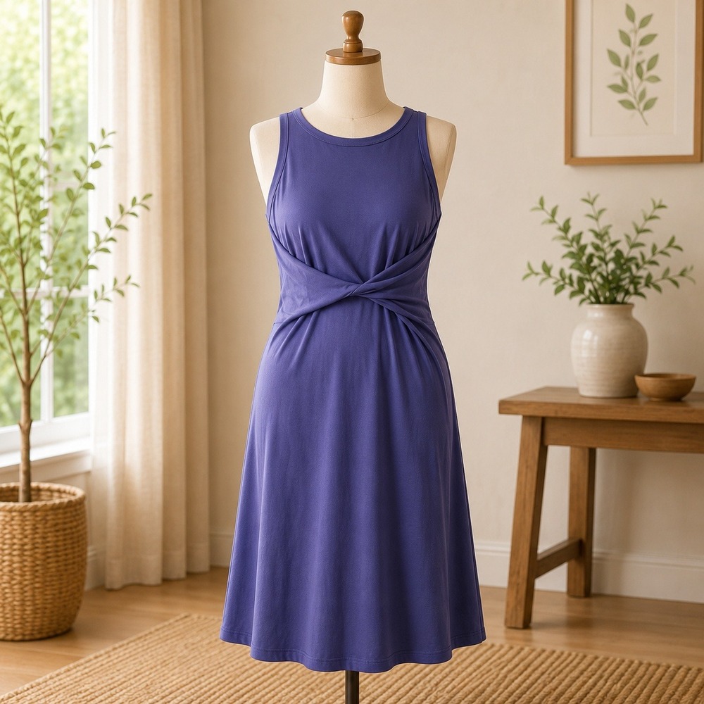NWT Cupshe Twist Front T-Shirt Dress ‎ Small Blue Sleeveless Mini CAA05A3B088UU